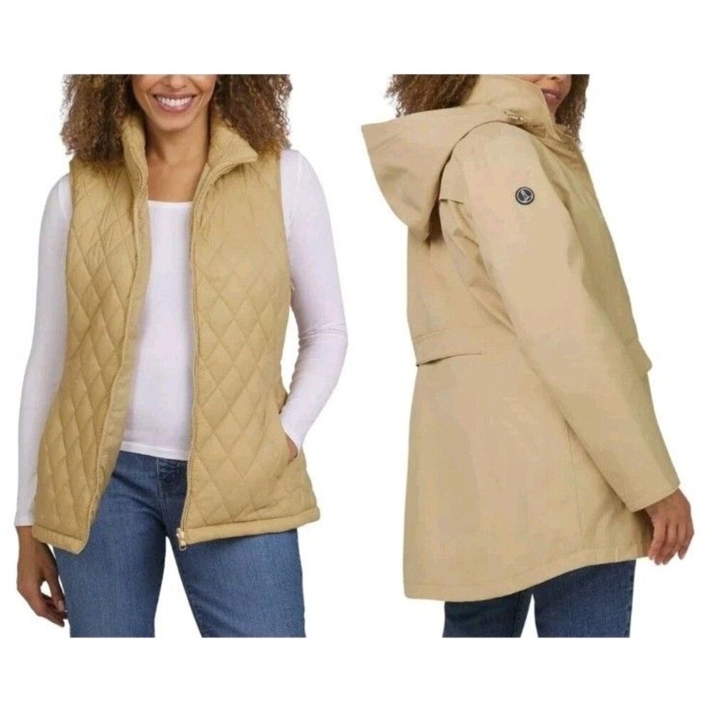 Lands' End Women's 3-in-1 Jacket w/ Vest Tan Size Small NWOT